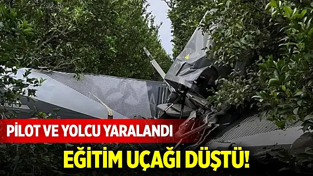 Eğitim uçağı düştü! Pilot ve yolcu yaralandı
