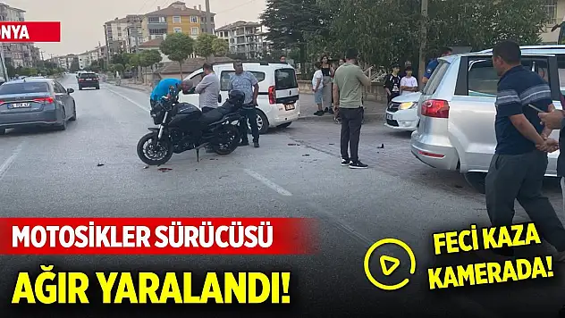 Konya'da otomobille çarpışan motosikletin sürücüsü ağır yaralandı! Kaza anı kamerada