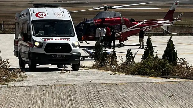 Konya'da mide kanaması geçiren gurbetçiye hava ambulansı