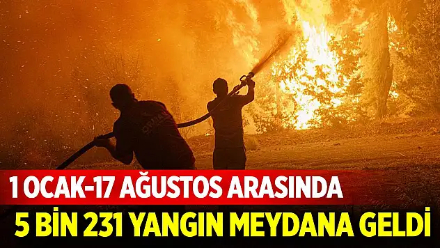1 Ocak-17 Ağustos arasında 5 bin 231 yangın meydana geldi