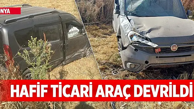 Konya'da hafif ticari araç şarampole devrildi, yaralılar var
