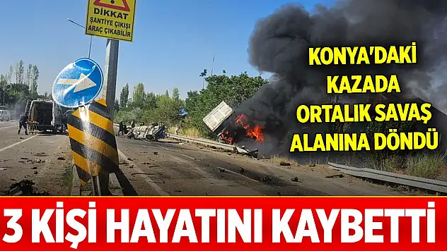 Konya'da otomobil ile çekici çarpıştı! Ortalık savaş alanına döndü: 3 kişi öldü