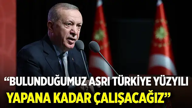 Cumhurbaşkanı Erdoğan: İçinde bulunduğumuz asrı Türkiye Yüzyılı yapana kadar çalışacağız
