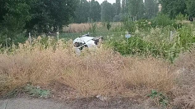 Konya'da otomobil mısır ekili araziye devrildi