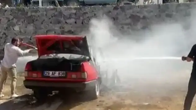 LPG'li otomobil alev alev yandı