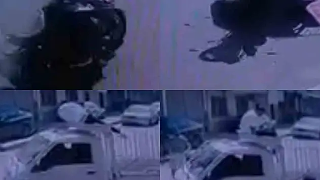 Motosikletteki yolcu araç üstünde kaldı