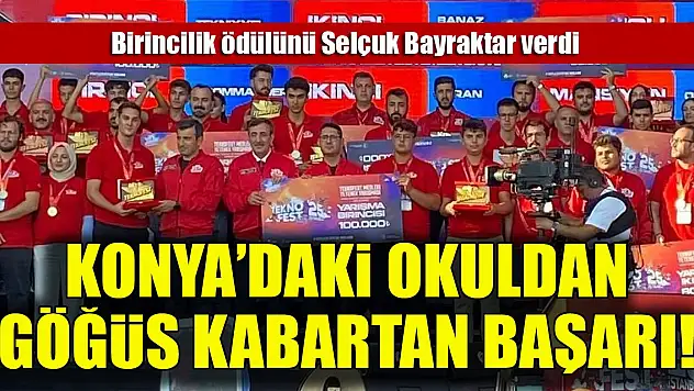 Konya'daki okuldan göğüs kabartan başarı! Birincilik ödülünü Selçuk Bayraktar verdi