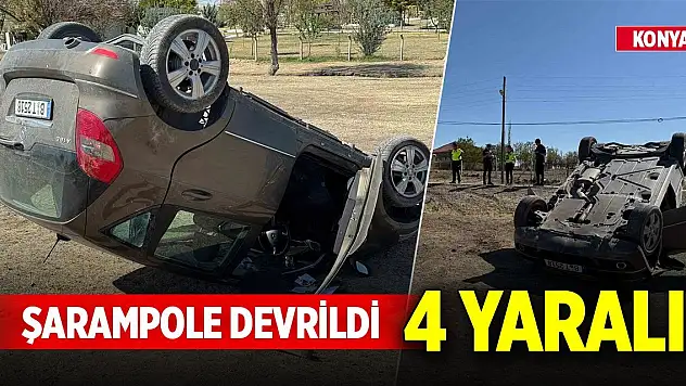 Konya'da otomobil şarampole devrildi: 4 yaralı