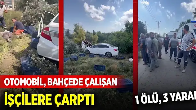 Otomobil, bahçede çalışan işçilere çarptı 1 ölü, 3 yaralı
