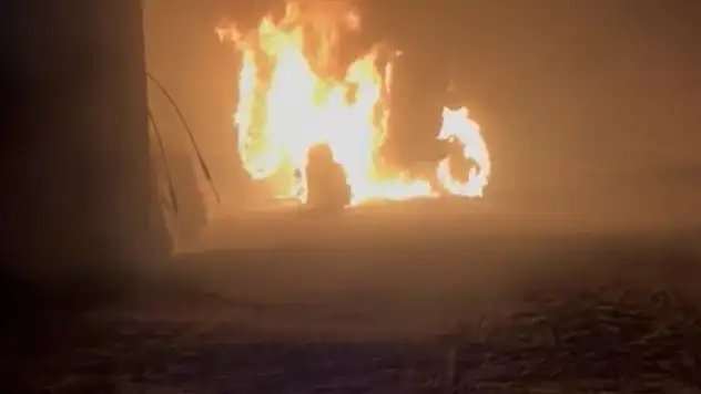 Konya'da traktör alev alev yandı