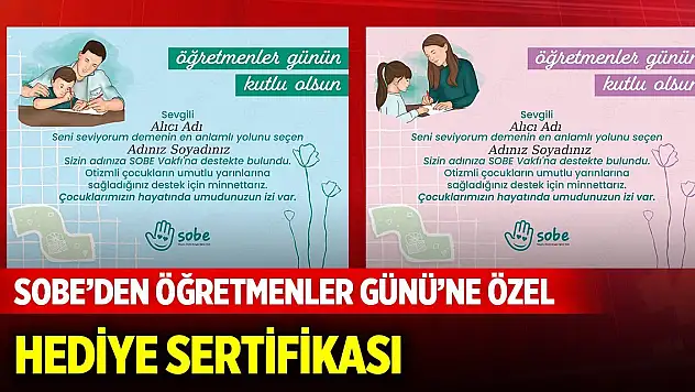 SOBE'den Öğretmenler Günü'ne özel hediye sertifikası