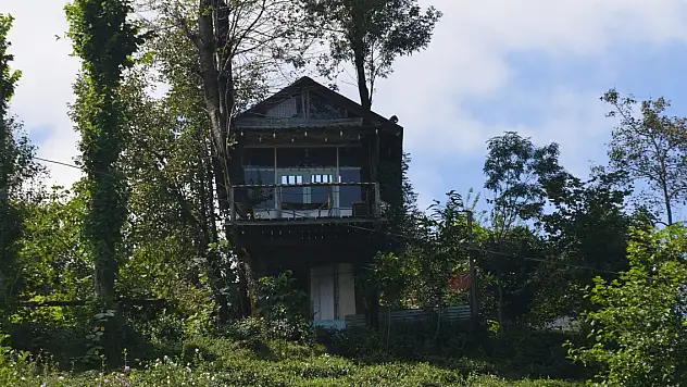 Atık malzemeden manzaralı ağaç ev yaptılar