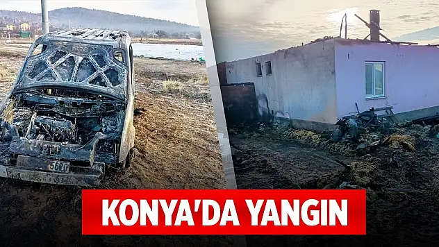 Konya'da yangın... Müstakil ev ile otomobil kullanılamaz hale geldi
