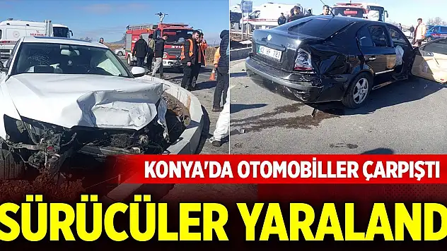Konya'da otomobillerin çarpışması sonucu 2 kişi yaralandı