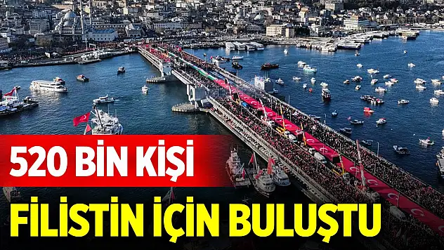 Filistin'e destek için 520 bin kişi Galata Köprüsü'nde buluştu