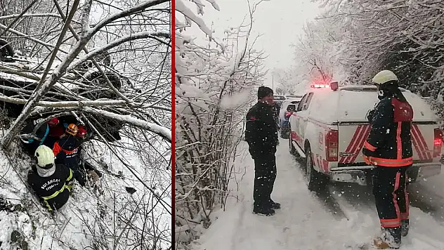 Otomobil uçuruma yuvarlandı 6 yaralı