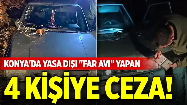 Konya'da yasa dışı 'far avı' yapan 4 kişiye ceza!