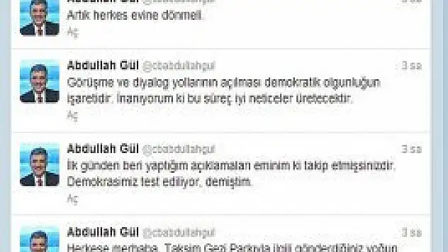 Gül Twitter'dan seslendi!