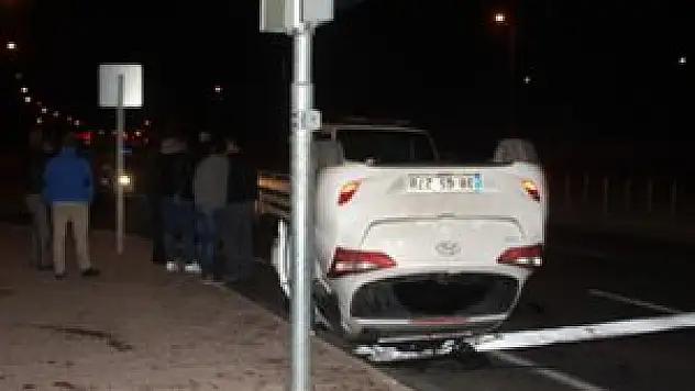 Önce çarptı sonra takla attı