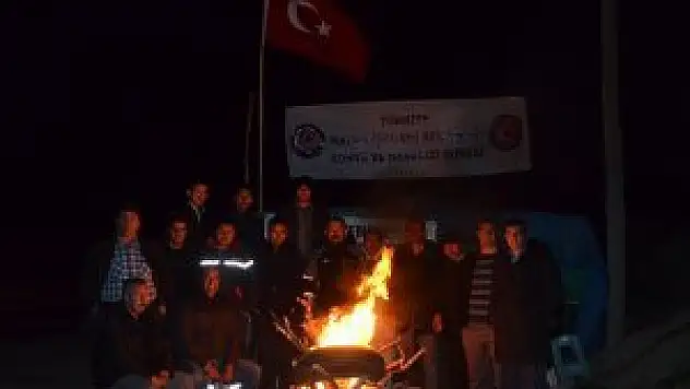 Ilgın'da işten çıkarılan maden işçilerinin eylemi sürüyor