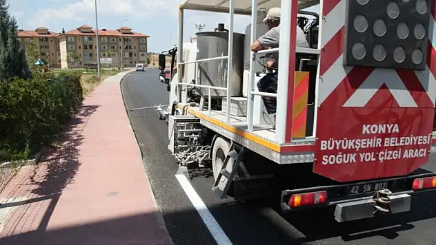 Seydişehir belediyesi yol çizgi çalışmalarına başladı