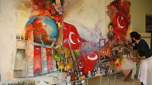 15 Temmuz'da yaşananları dev tabloya yansıttı