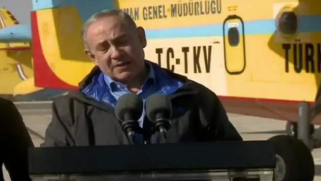 Netanyahu Türk uçaklarının önünde konuştu!