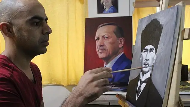 Iraklı ressamdan Atatürk ve Erdoğan portreli teşekkür