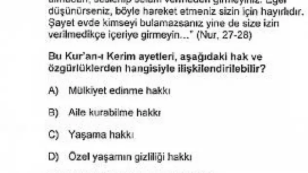 İşte ÖSYM'nin din sorusu örneği!