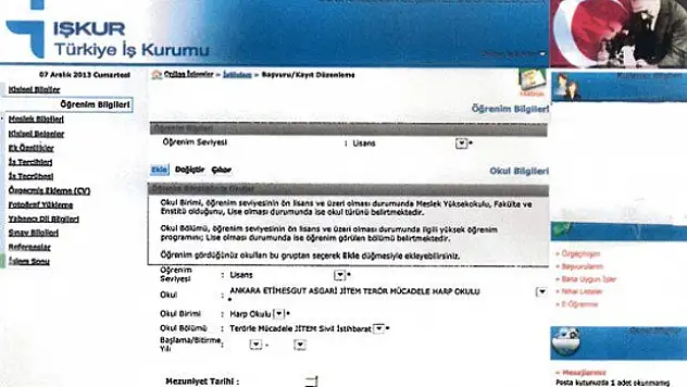 JİTEM İŞKUR listesinde