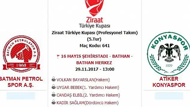 Konyaspor'un Batman Petrol maçı ilk 11'i açıklandı