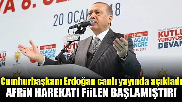 Cumhurbaşkanı Erdoğan: Afrin operasyonu fiilen başlamıştır