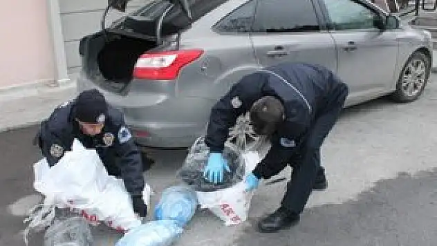 Kuaförün aracından 25 kilo esrar çıktı