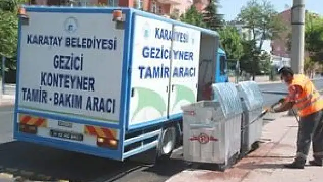Karatay'da çöp konteynerleri ve çök kovaları yenileriyle değiştiriliyor