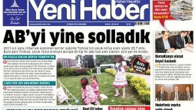 Yeni Haber Gazetesi 1. Sayfa -  30.04.2014 Çarşamba