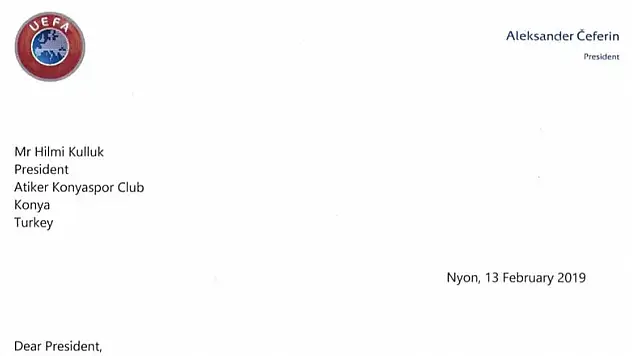 Konyaspor, UEFA başkanıyla mektuplaştı