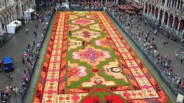 Brüksel'e çiçeklerden Türk halısı