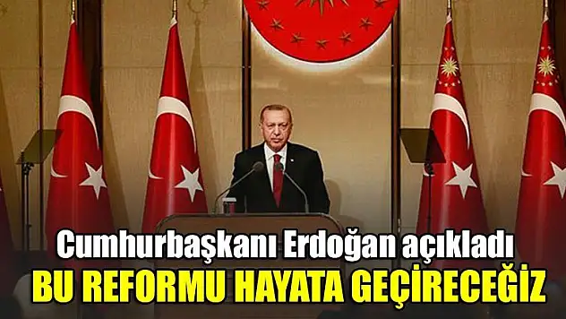 Cumhurbaşkanı Erdoğan: Bu reformu hayata geçireceğiz