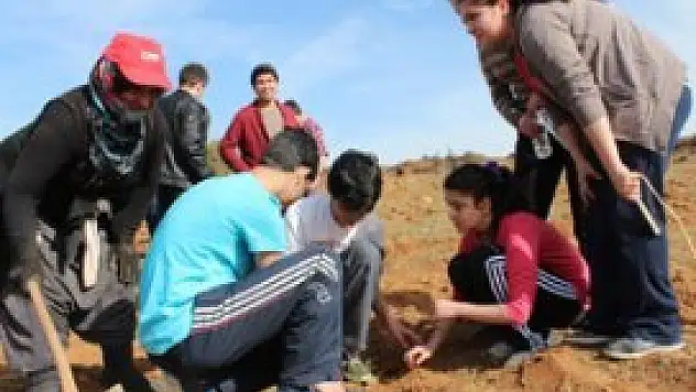 Beyşehir'de lise öğrencileri fidan dikti