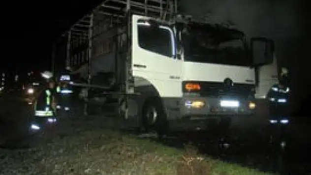 Konya'da ev eşyası yüklü tırda yangın