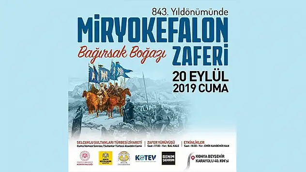 Miryokefalon Zaferi'nin 843. Yıl Dönümü Konya'da kutlanacak