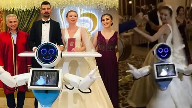 Konyalı insansı robot, nikah şahidi olup düğünde göbek attı