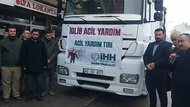 Bozkır'dan İdlib'e 1 tır yardım malzemesi gönderildi