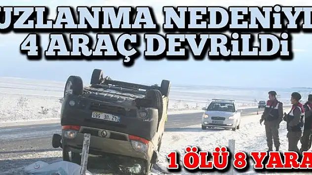 Buzlanma nedeniyle dört araç devrildi: 1 ölü, 8 yaralı
