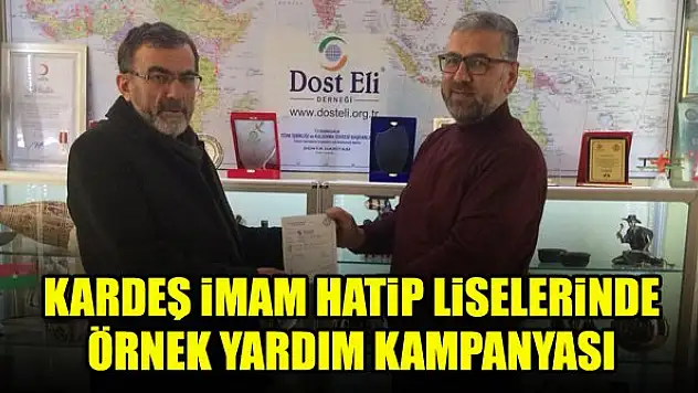 Kardeş İmam Hatip Liselerinde örnek yardım kampanyası