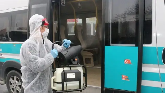 Konya'da 530 minibüs dezenfekte edildi