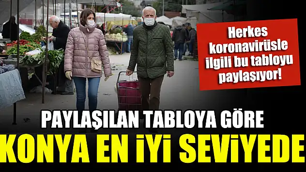 Koronavirüsle alakalı o tabloda Konya en iyi seviyede