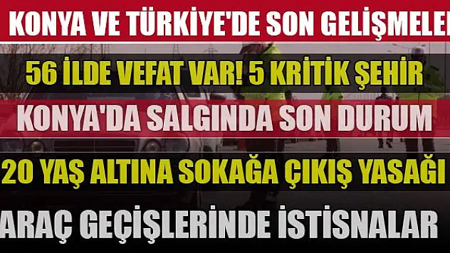 Konya ve Türkiye'de koronavirüsle ilgili son gelişmeler