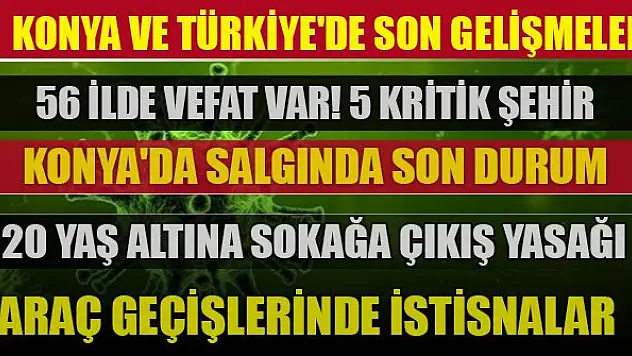 Konya ve Türkiye'de koronavirüsle ilgili son gelişmeler