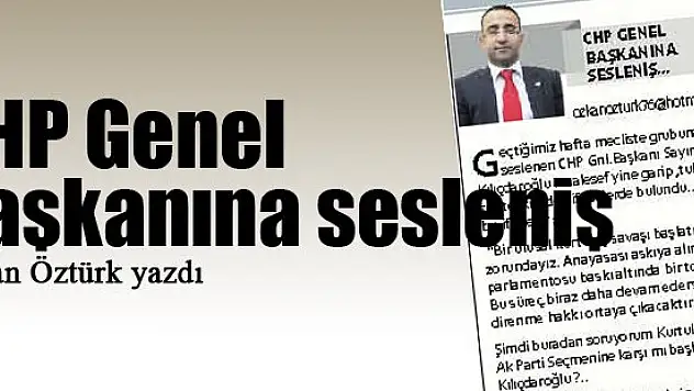 CHP Genel Başkanına sesleniş... Özkan Öztürk yazdı...